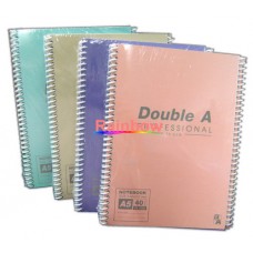 DoubleA 線圈簿 A5 70g (40頁) (湖水綠/ 黃/ 藍/ 粉紅) {每本計}